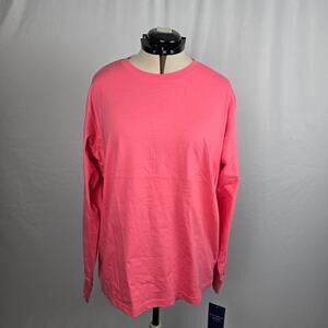 Southern Spirit Cotton T-Shirt Women's L Pink Crew Neck Long Sleeve NWT